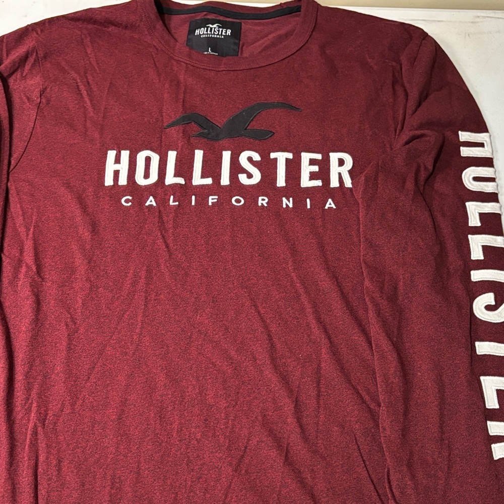 NWOT Hollister Men's Burgundy Long Sleeve Tee Large